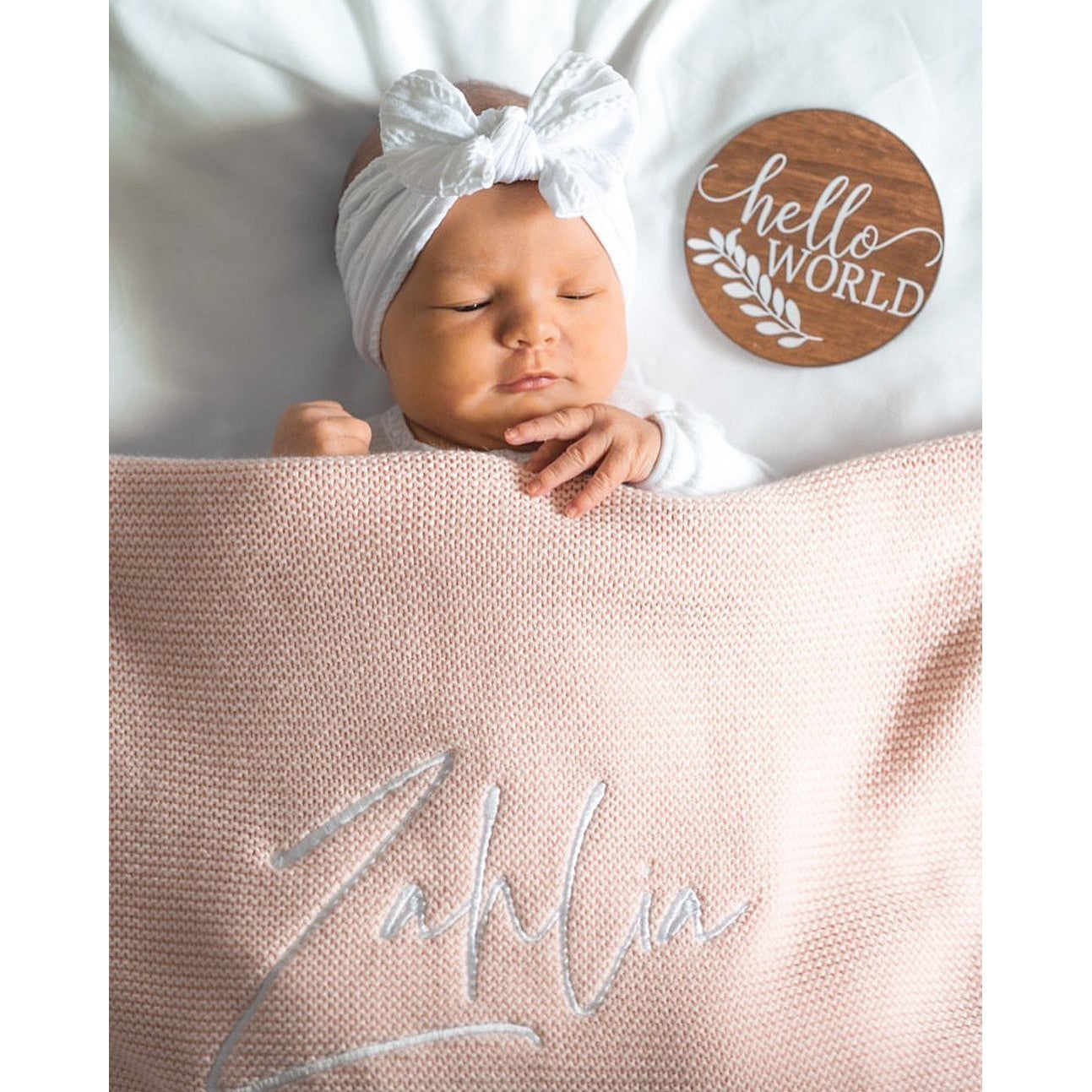 Personalised Knit Blanket - Pale Pink