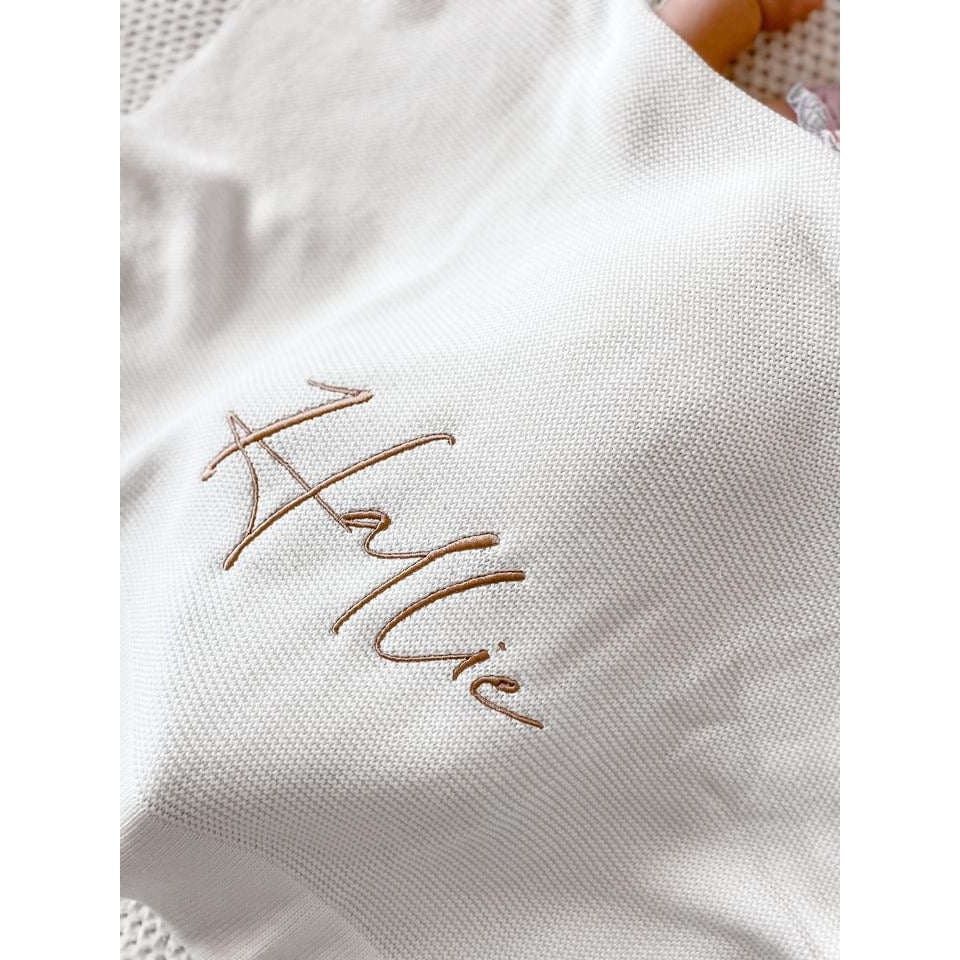 White Knitted Personalised Baby Blanket