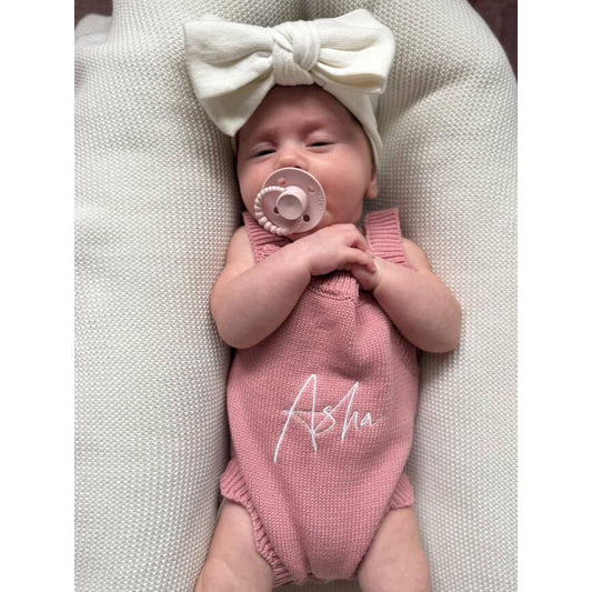 Amelia Scallop Knit Romper- Pink