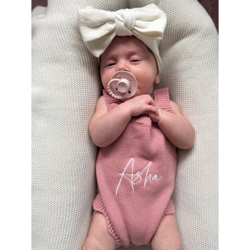 Amelia Scallop Knit Romper- Pink