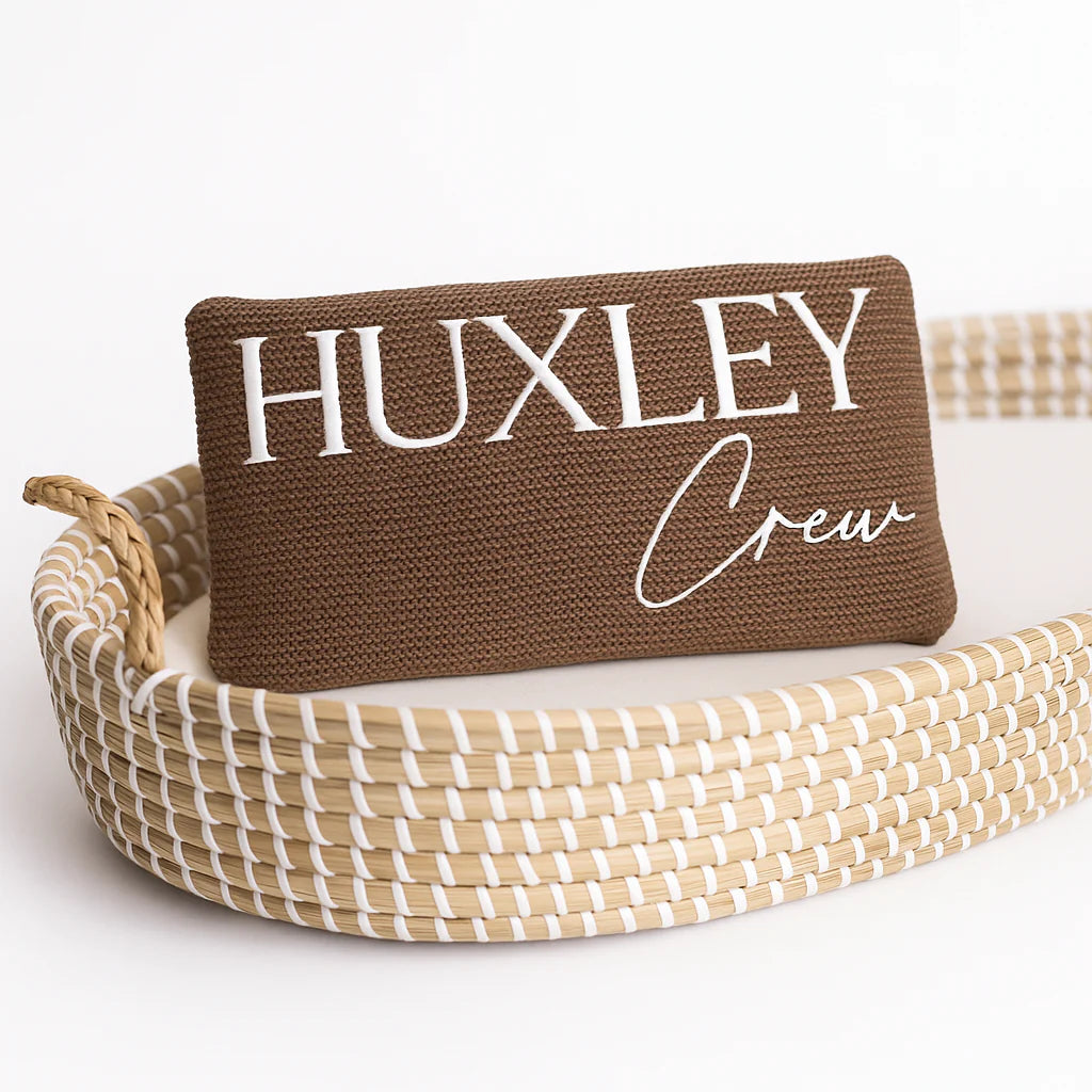 Mocha Knitted Personalised Baby Blanket