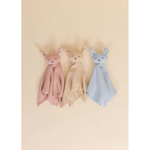 Soft knit bunny comforter with custom name embroidery for newborn gift