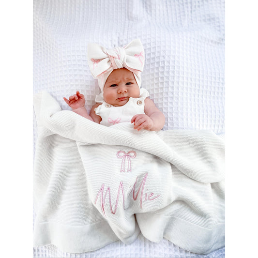 Bow Personalised Baby Blanket