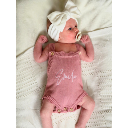 Amelia Scallop Knit Romper- Pink