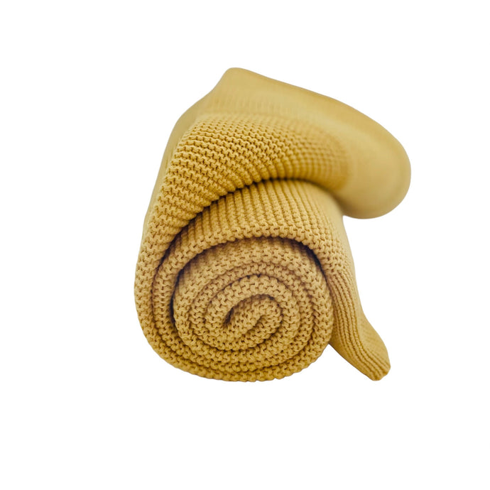 Personalised Knit Blanket - Mustard